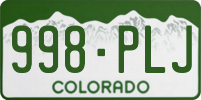 CO license plate 998PLJ