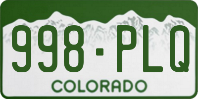 CO license plate 998PLQ