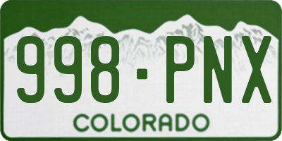CO license plate 998PNX