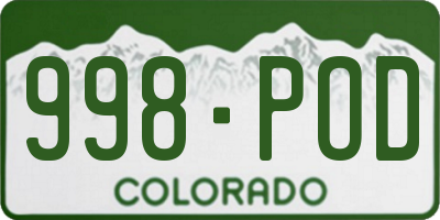 CO license plate 998POD
