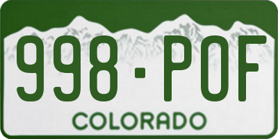 CO license plate 998POF