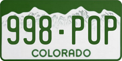 CO license plate 998POP