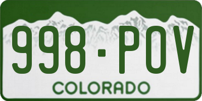 CO license plate 998POV