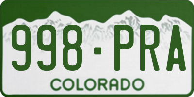 CO license plate 998PRA