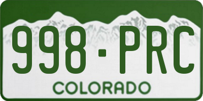 CO license plate 998PRC