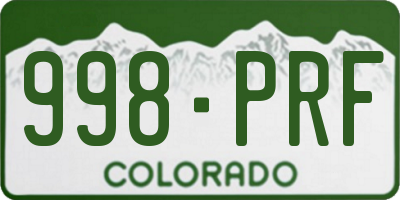 CO license plate 998PRF