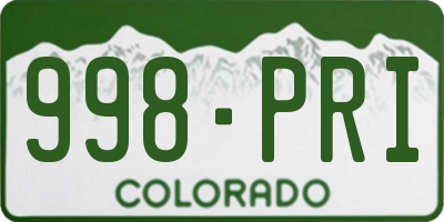 CO license plate 998PRI