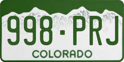 CO license plate 998PRJ