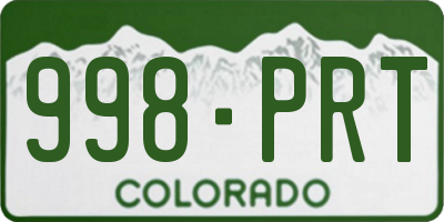 CO license plate 998PRT