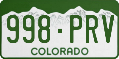 CO license plate 998PRV