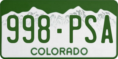 CO license plate 998PSA