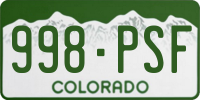 CO license plate 998PSF