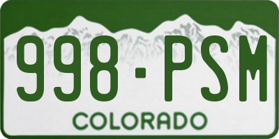 CO license plate 998PSM