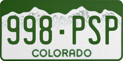 CO license plate 998PSP