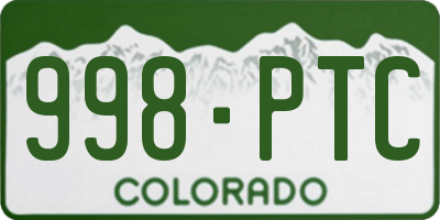 CO license plate 998PTC