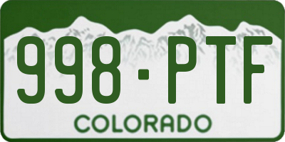 CO license plate 998PTF