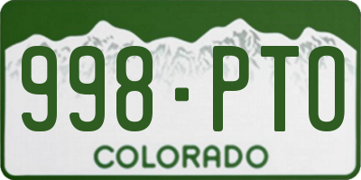 CO license plate 998PTO