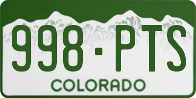 CO license plate 998PTS