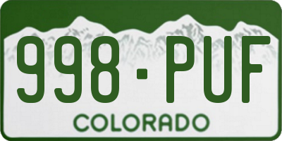 CO license plate 998PUF