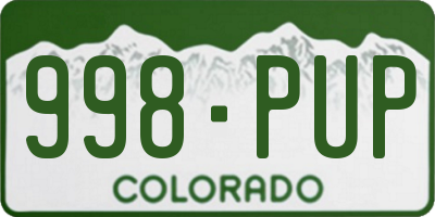 CO license plate 998PUP