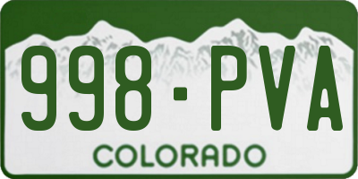 CO license plate 998PVA
