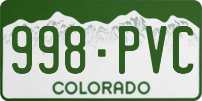 CO license plate 998PVC