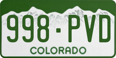 CO license plate 998PVD