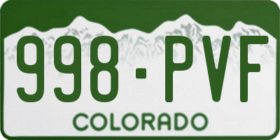 CO license plate 998PVF