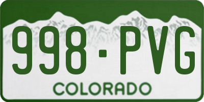 CO license plate 998PVG