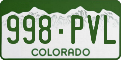 CO license plate 998PVL