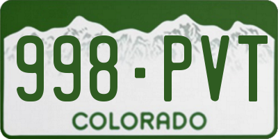 CO license plate 998PVT