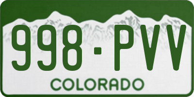 CO license plate 998PVV