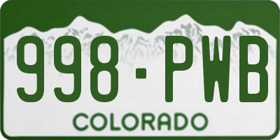 CO license plate 998PWB