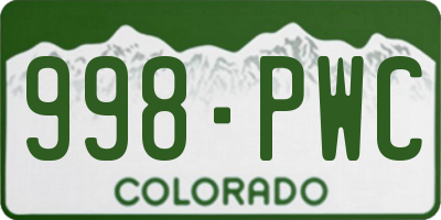 CO license plate 998PWC
