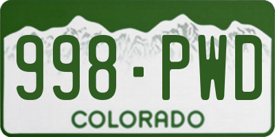 CO license plate 998PWD