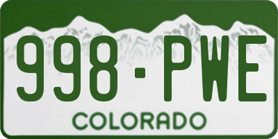 CO license plate 998PWE