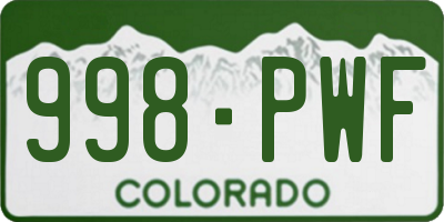 CO license plate 998PWF