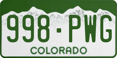 CO license plate 998PWG