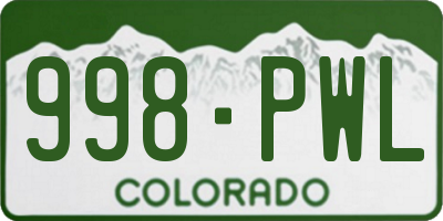 CO license plate 998PWL