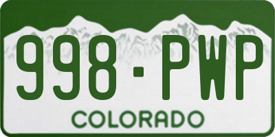 CO license plate 998PWP