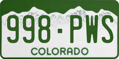 CO license plate 998PWS