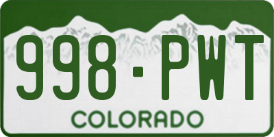 CO license plate 998PWT