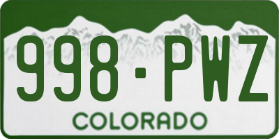 CO license plate 998PWZ