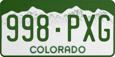 CO license plate 998PXG