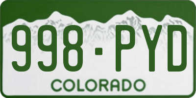 CO license plate 998PYD