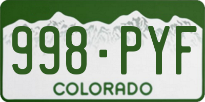 CO license plate 998PYF