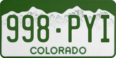 CO license plate 998PYI