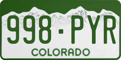 CO license plate 998PYR