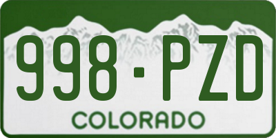 CO license plate 998PZD