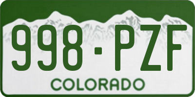 CO license plate 998PZF